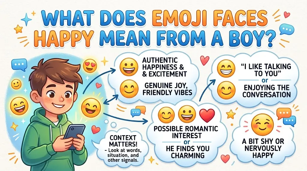 What Does Emoji Faces Happy Mean From a Boy?