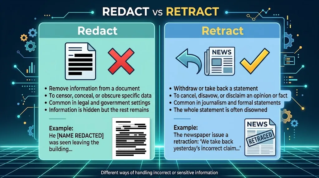 Redact vs Retract